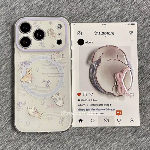 旋转蝴蝶结兔子磁吸支架适用A3X/OPPO FindX8/X9ultra/Reno15C/14/12/11F/10手机壳A98春日A6pro/K13X/A5mA6i