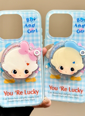 卡通情侣镜面磁吸支架适用A2/OPPO Reno14/13/12/10手机壳findx9/X8/X7ultra/A58补妆A5pro/K12/A3x女A96/A72