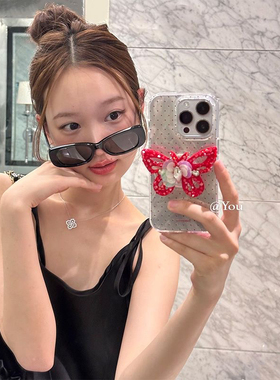 光亮面闪片蝴蝶支架Pura70/P50适用华为mate60RS/50波点手机壳nova12Ultra/11/10新款78se女p60/P30畅享70pro