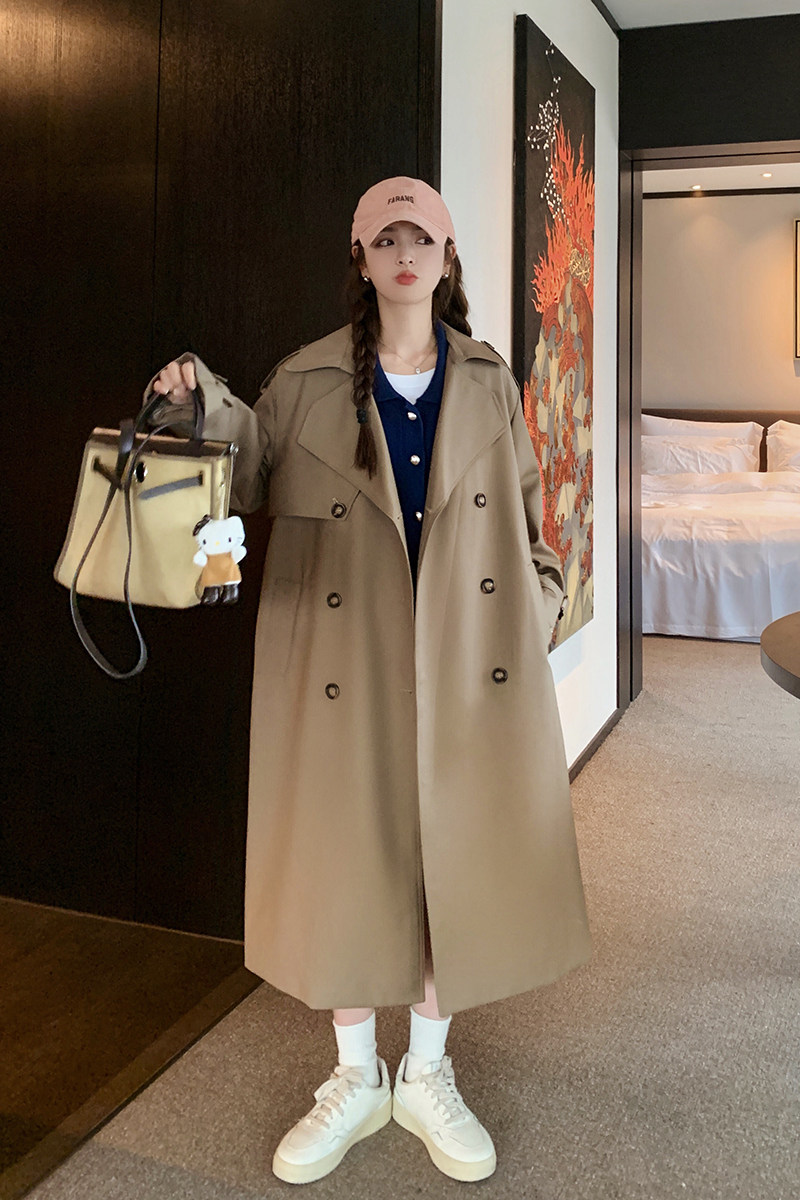 25春新款过膝长款英伦风风衣8272P160K228主推大货,女装风衣,2C060