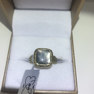 向卉意大利中古黑贝母开口戒指