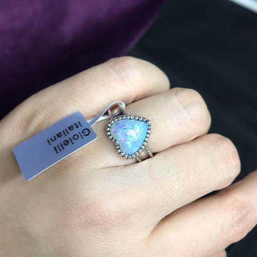 向卉中古意大利库存回流925心爱心欧泊戒指