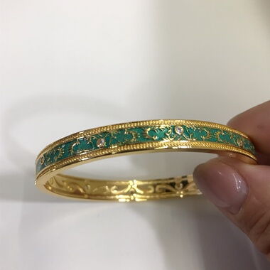 向卉意大利中古龙凤珐琅彩手镯