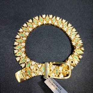 向卉意大利中古925银大鱼海棠祖母绿鸢尾花手链