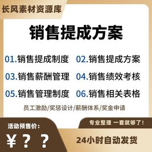 销售提成制度薪酬管理绩效考核方案岗位薪资工资奖金员工激励表格