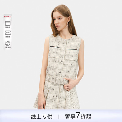 【线上专供】PINKO2026年春款绵羊毛混纺无袖连衣裙PEAF2617033