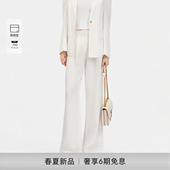 通勤长裤 白亚麻混纺直筒西裤 PAF26183306 新款 PINKO女士2026年春季