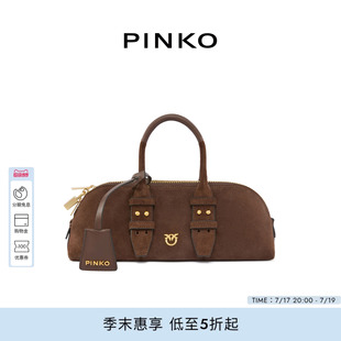 PINKO复古绒面锁状拉链女士小号手提包单肩包法棍包105334A2JH