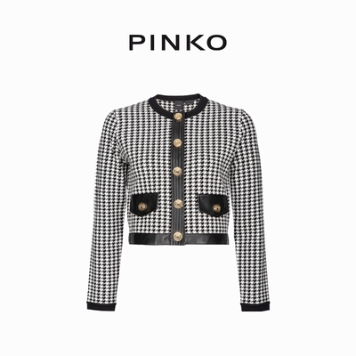 PINKO女士千鸟格短款夹克小香风外套102012A18N