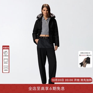 PINKO女士全水钻短款外套保暖时尚通勤黑色棉服106014A2ZF