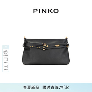 PINKO女士2026年夏季新款铆钉腰带燕子包腋下包手提包106176A0QO
