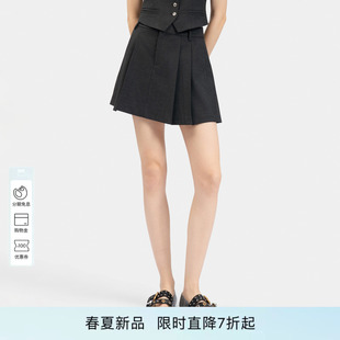 PINKO2026年夏季新款黑色优雅通勤宽松休闲西装百褶裙PEAF2618060