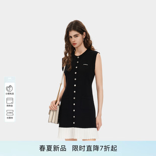 PINKO女士2026年夏季新款无袖针织排扣小香风连衣裙PEAF26123869