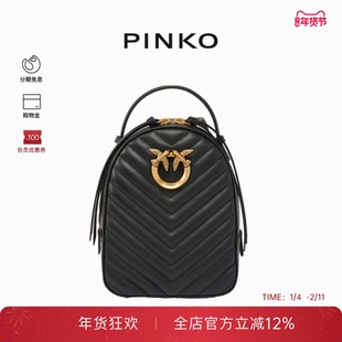 PINKO女士黑色通勤双肩背包飞鸟包燕子包103614A1J2