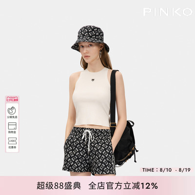 PINKO女士2026年夏季新款针织双燕刺绣罗纹无袖背心PAF26123839
