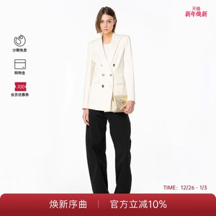 PINKO女士通勤简约收腰翻领垫肩双排纽扣西装 外套100154A1L3