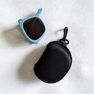 【买1送1】折叠眼镜盒挂钩针织面小镜盒拉链小号适用蕉下等收纳包