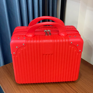 手提箱结婚红色行李箱女化妆箱婚嫁伴手礼可挂旅行箱陪嫁小箱子