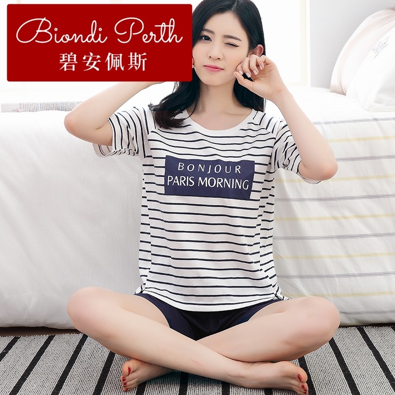 碧安佩斯夏季情侣睡衣棉短袖都市韩版夏天男女歌瑞尔薄款丽人家