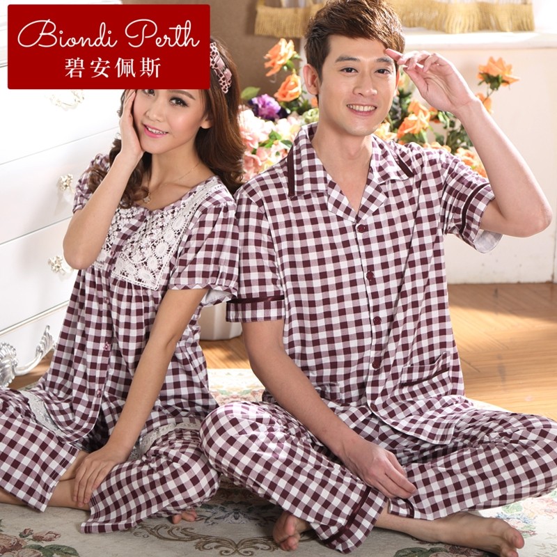 碧安佩斯品牌竹纤维睡衣短袖家居服套装夏季加肥加大情侣装 包邮