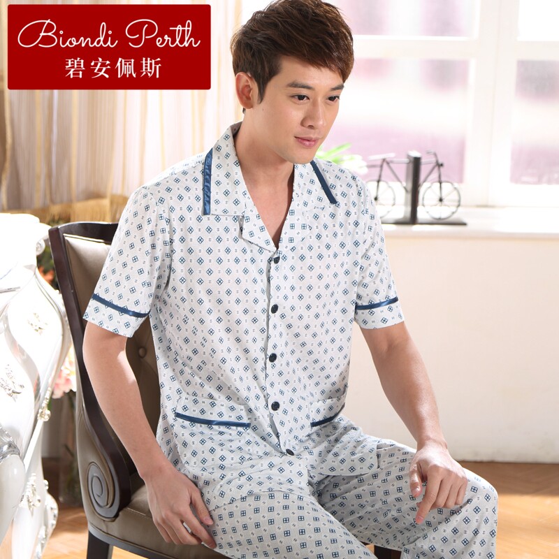 碧安佩斯男大睡衣高档竹纤维短袖男士睡衣棉套装家居服套装