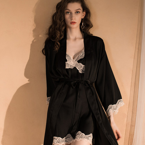 高级感冰丝睡裙两件套女