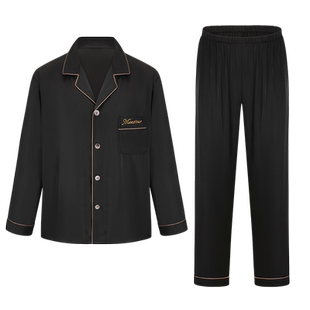 情侣睡衣女春秋冰丝薄家居服高级感男士长袖套装性感睡裙两件套夏