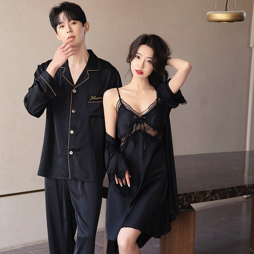 情侣睡衣套装冰丝睡裙两件套装