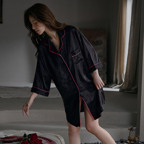 薄款丝绸夏季新款衬衫裙宽松舒适