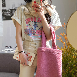 速发超火T恤宽松韩版 上春体恤 潮2021半夏天古着印花学生衣袖