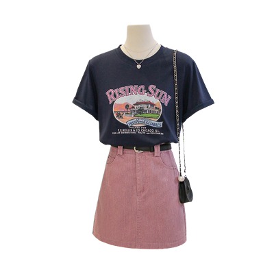 减龄卡通印花短袖t恤女夏季宽松