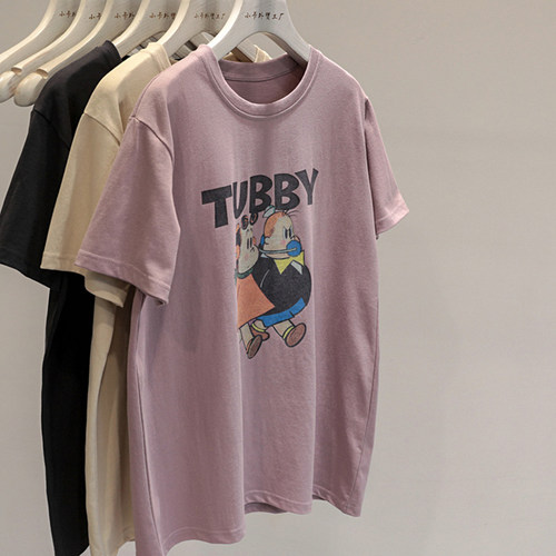 日系港风纯棉卡通短袖t恤女夏季