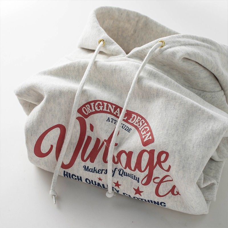 美式460g重磅印花连帽卫衣女秋冬