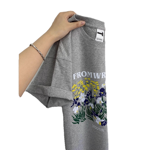 日系复古纯棉短袖t恤女ins潮夏季2023新款设计感印花宽松学生上衣