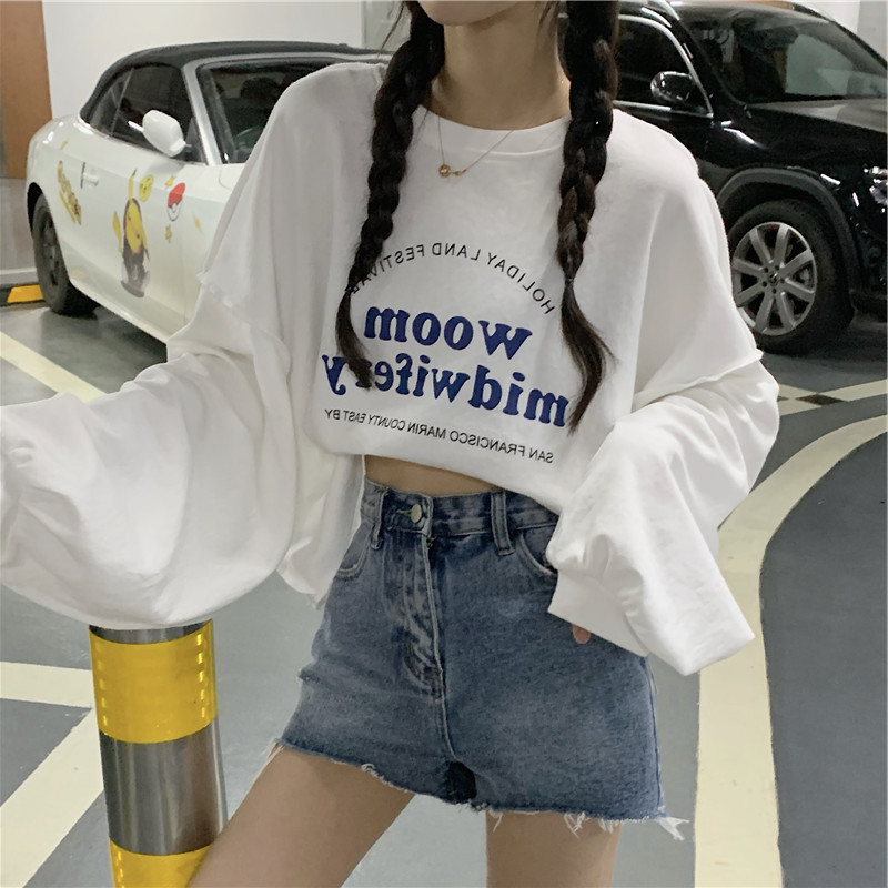 速发超火短款卫春衣秋韩版露脐套松薄外套潮学生宽头百搭上衣服