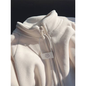 奶fufu加绒加厚保暖立领开衫 摇粒绒外套女秋冬宽松慵懒风长袖 卫衣