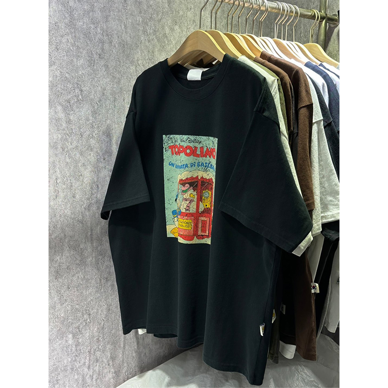 美式复古卡通纯棉磨毛短袖T恤