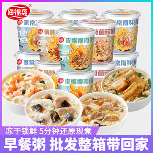 海福盛速食粥猛料12杯皮蛋瘦肉海鲜冻干粥方便早饭冲泡代餐营养粥