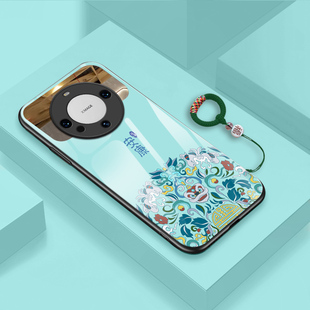 适用华为mate60pro手机壳新款 外壳国潮高级玻璃mata50e网红40p带镜子全包软硅胶m30 mate60套中国风mete70por