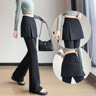 高腰百搭显瘦休闲假两件屁帘喇叭裤 微喇西装 2026新款 女春季 子 裤