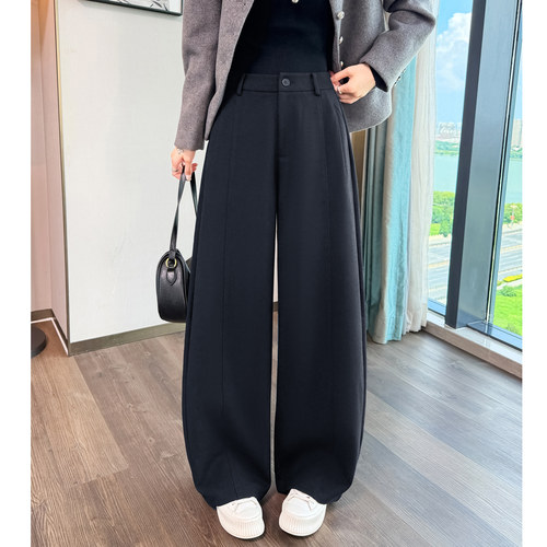 弯刀西装裤女2026新款秋季慵懒风松弛感百搭显瘦宽松高腰阔腿西裤