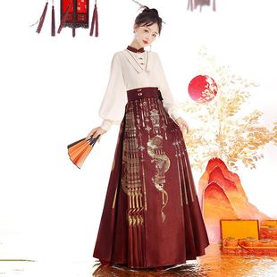 春儿国风原创设计华灯绕龙汉服女中国风改良汉元素上衣马面裙套装