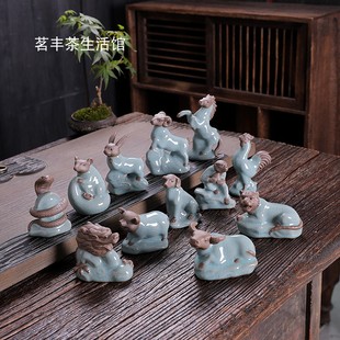 十二生肖摆件全套陶瓷老虎鼠牛虎兔龙蛇马羊猴鸡狗猪招财生日礼物