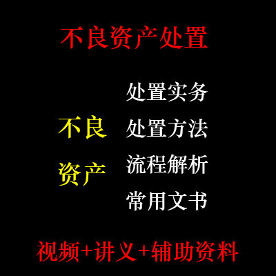 不良资产处置实操教程 不良资产视频 不良资产尽职调查资料A6