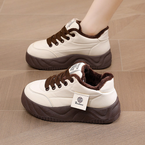 厚底加绒加厚老爹鞋女