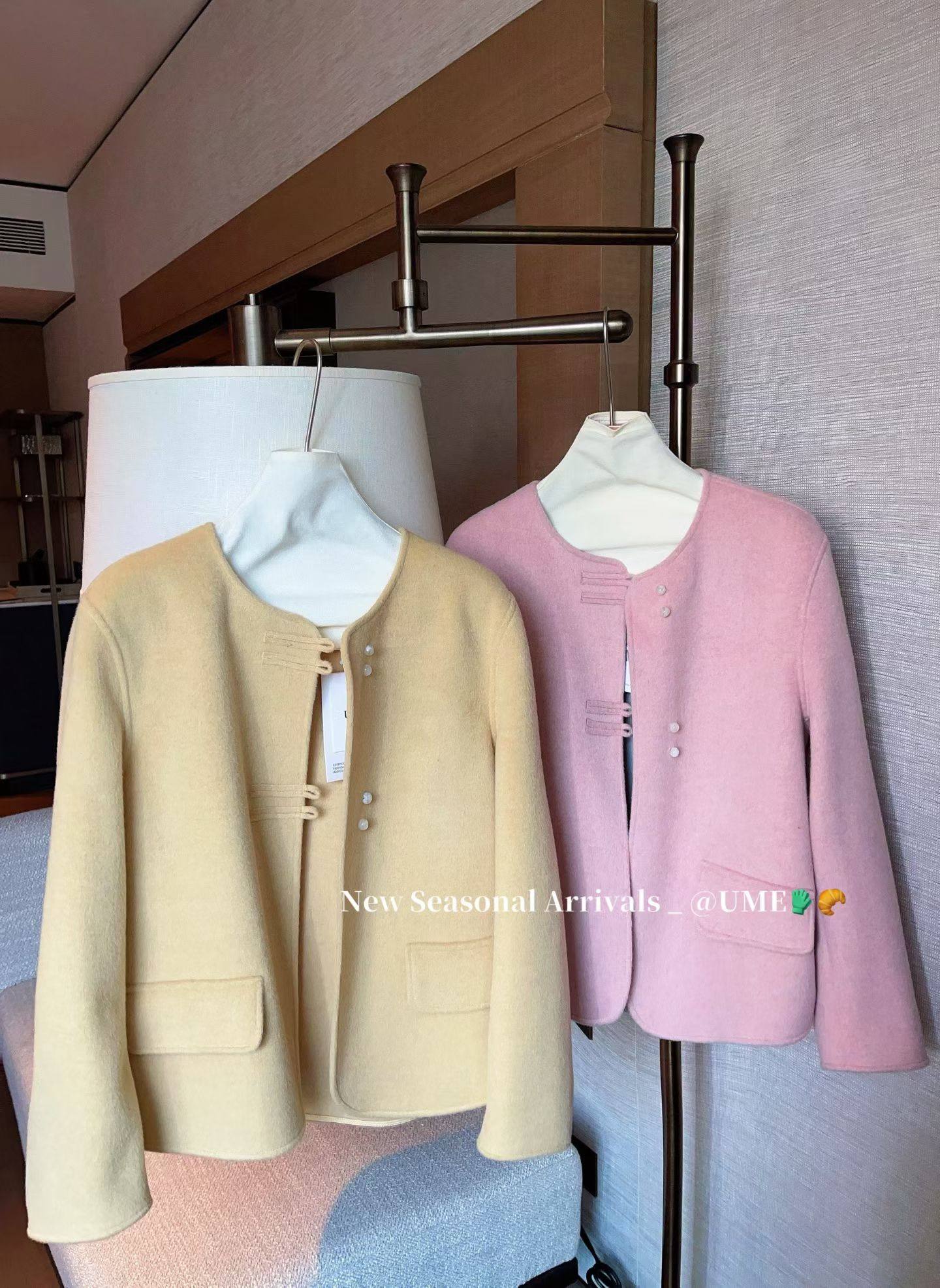 Ume2026新款高品质羊绒百搭圆领盘扣小香风短外套女,女装/女士精品,毛呢外套,淘宝优惠券,粉丝福利购,淘宝优惠卷