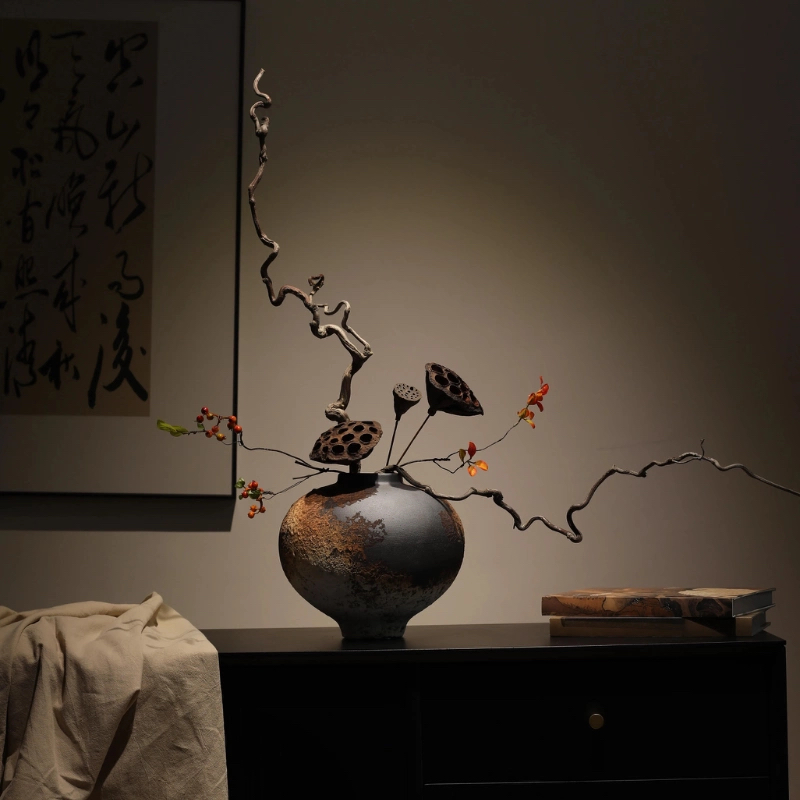 侘寂风系列花束花瓶新中式复古做旧装饰民宿玄关电视柜摆件装饰品,家居饰品,花瓶,淘宝优惠券,粉丝福利购,淘宝优惠卷