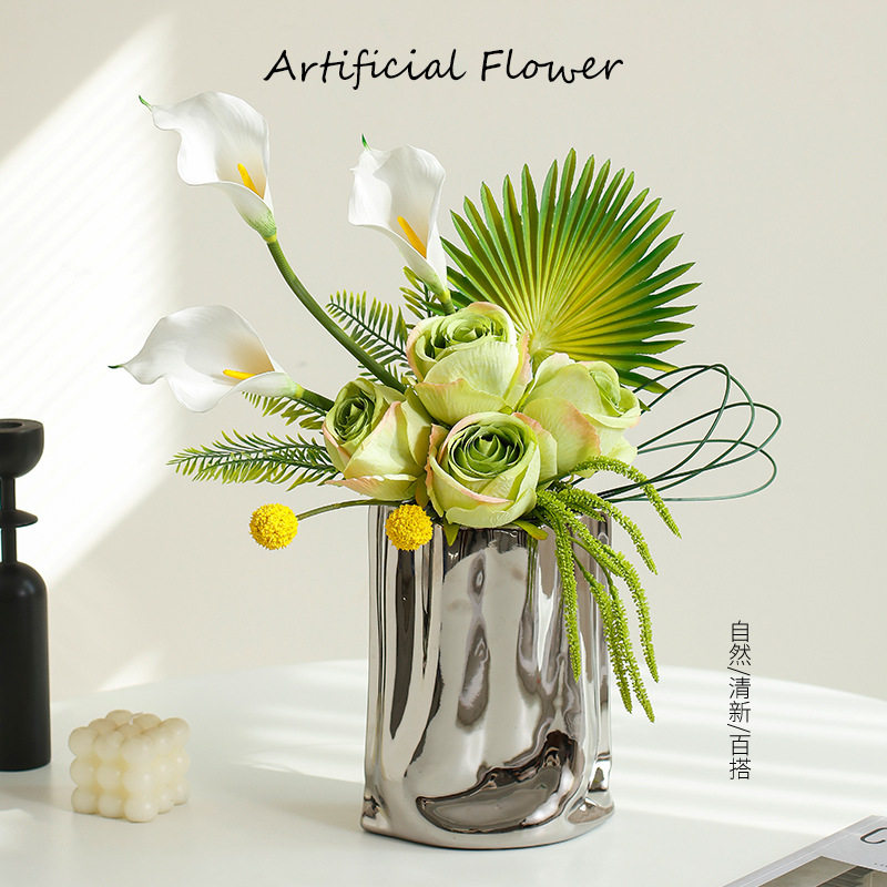 高级感现代轻奢陶瓷花瓶摆件假花仿真花客厅摆设样板间装饰品花艺,鲜花速递/花卉仿真/绿植园艺,仿真绿植,淘宝优惠券,粉丝福利购,淘宝优惠卷