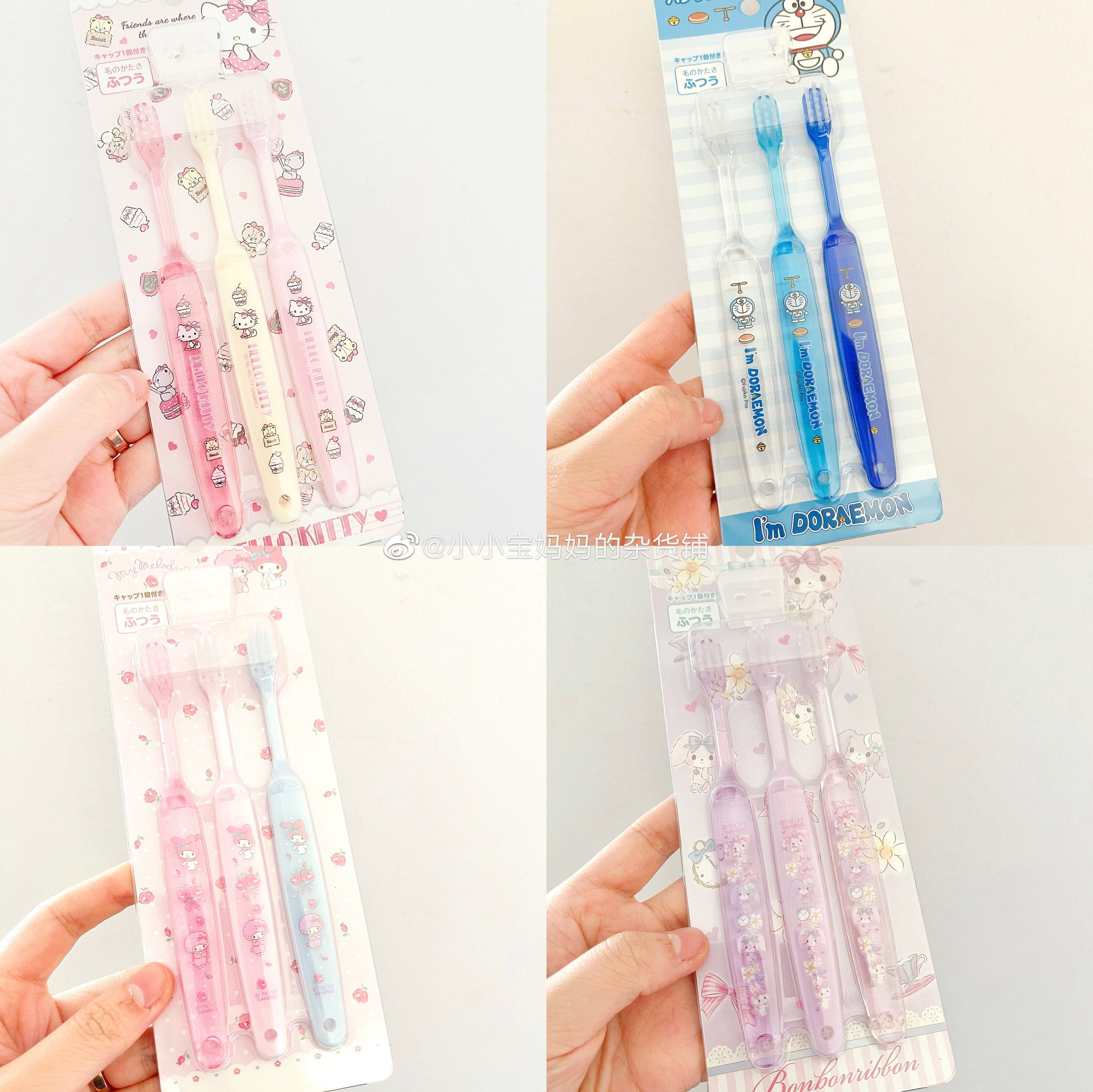 现货日本 日本儿童牙刷melody/机器猫/kitty一盒3支 一岁