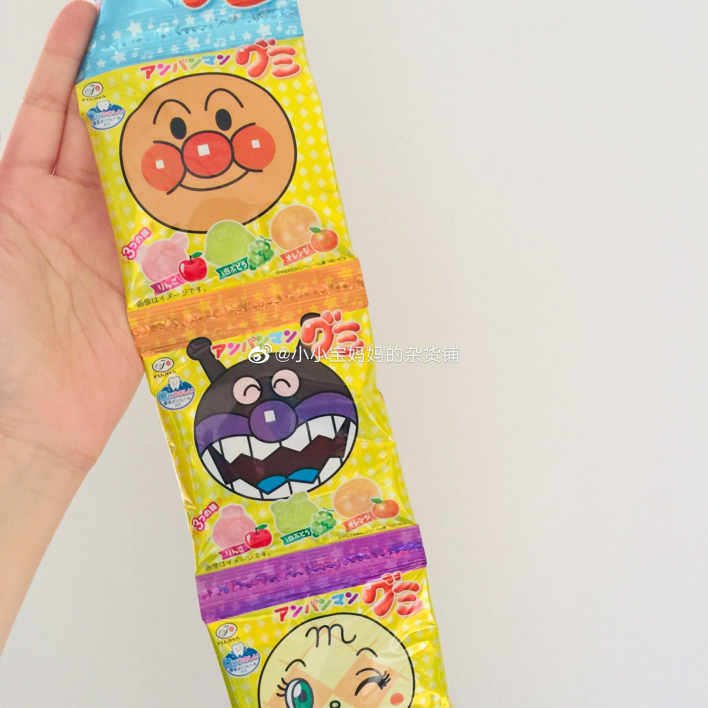 现货日本 不二家面包超人儿童果汁三种水果口味护齿软糖四连包